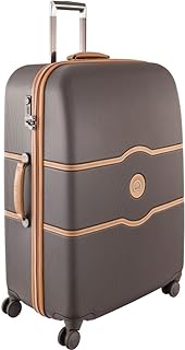 DELSEY Paris Chatelet Hard+ Hardside Luggage with Spinner Wheels, Chocolate Brown, Checked-Large 28 Inch, with Brake