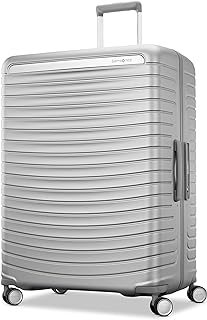 Samsonite Framelock Max Hardside Luggage with Spinner Wheels, Lightweight zipper-less, LARGE SPINNER, GLACIAL SILVER