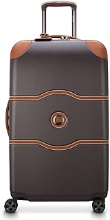 DELSEY Paris Chatelet Air 2.0 Hardside Luggage with Spinner Wheels, Chocolate Brown, Checked-26 Inch Trunk, No Brake