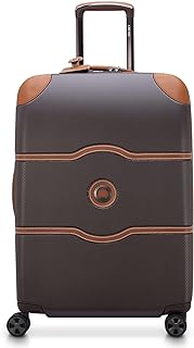 DELSEY Paris Chatelet Air 2.0 Hardside Luggage with Spinner Wheels, Chocolate Brown, Checked-Medium 24 Inch, No Brake