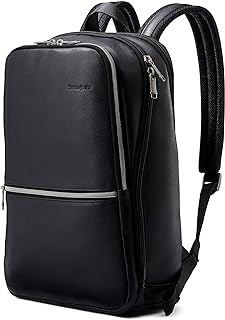 Samsonite Classic Leather Slim Backpack, Black, One Size